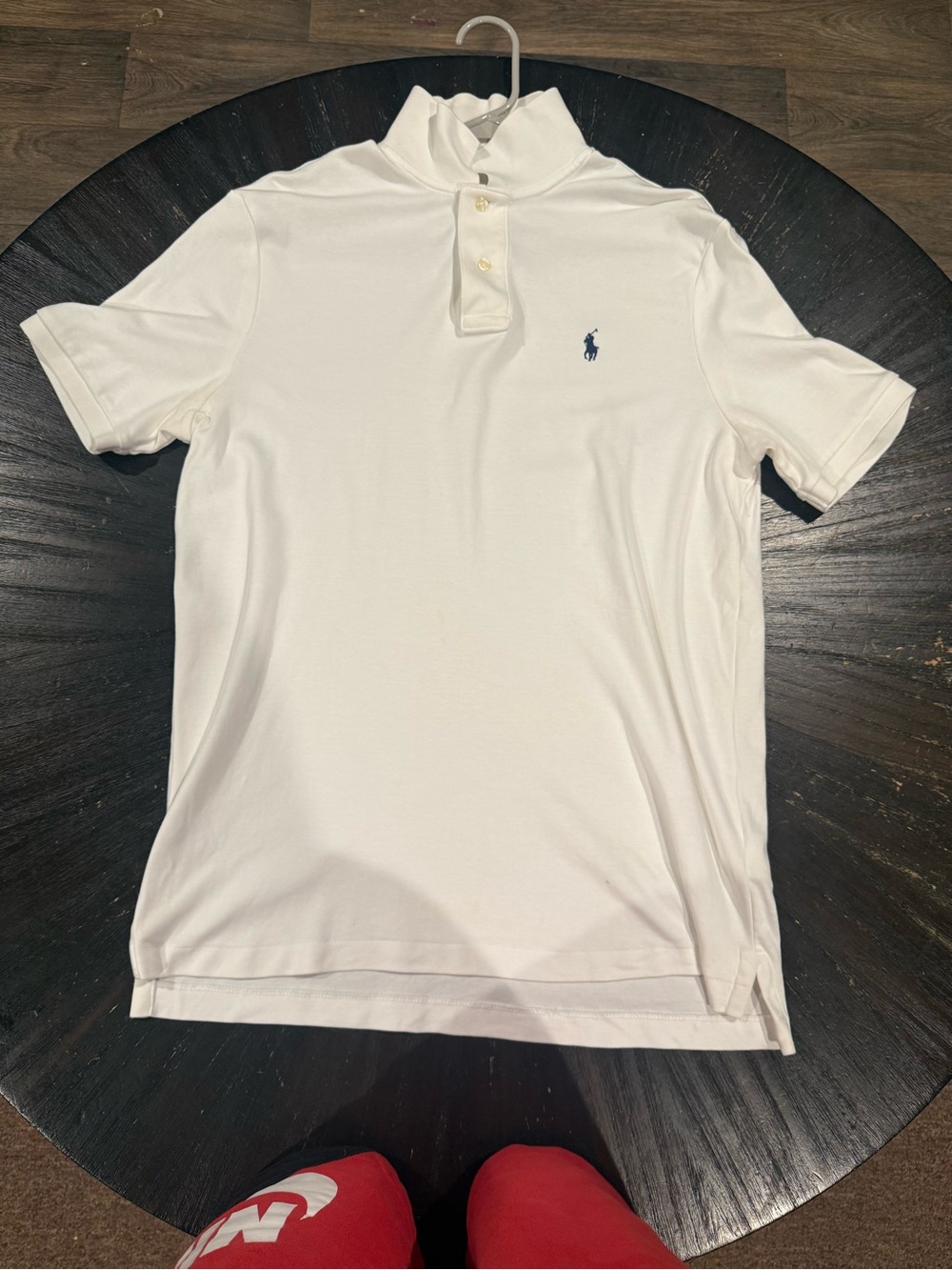 Ralph Lauren White Polo with Navy Pony Embroidery